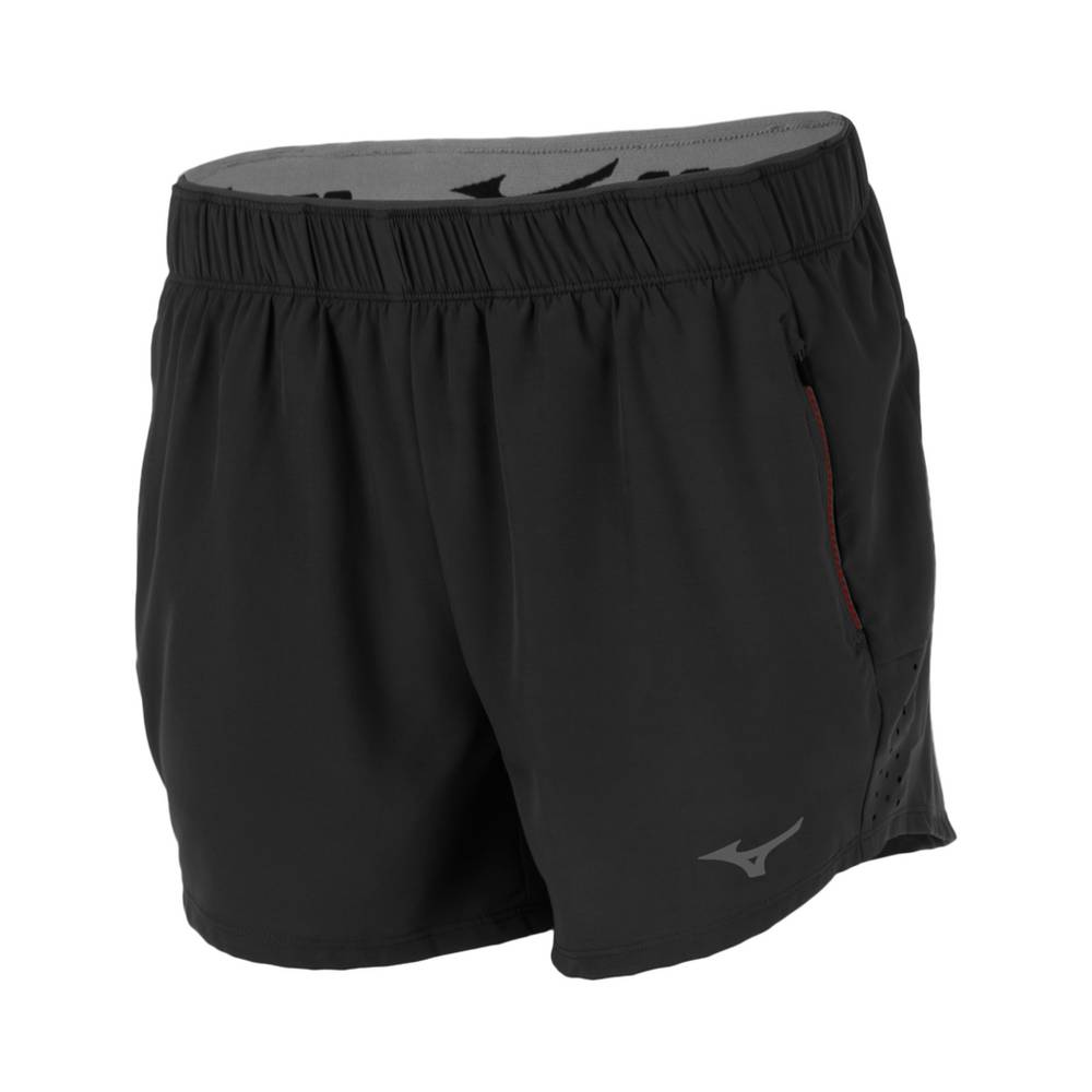 Womens Mizuno Alpha 4" Running Shorts Black Philippines (WUOFMV073)